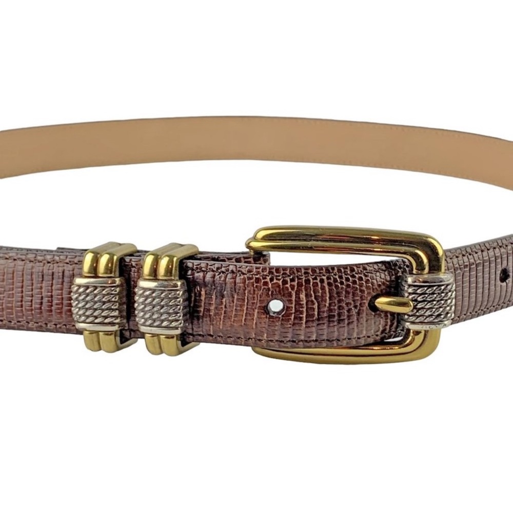 BRIGHTON Classics 4B608 Brown Leather Lizard Belt - Size Small / 28